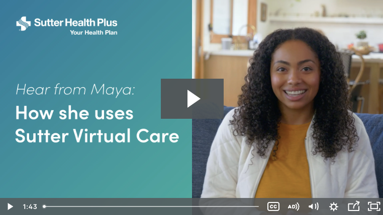 A screenshot of a video for Sutter virtual care.